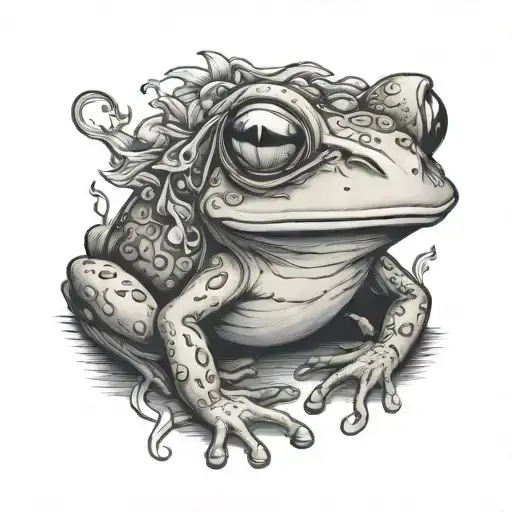 frog smoking tattoo design idea