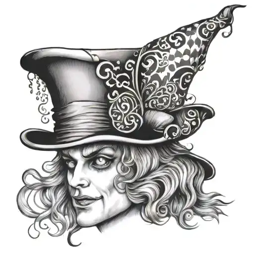 mad hatter hat tattoo design idea