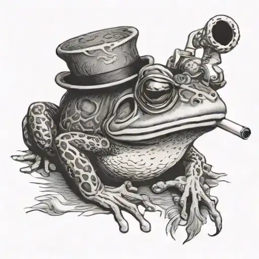 frog smoking pipe tattoo design idea