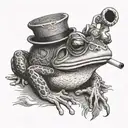 frog smoking pipe tattoo design idea
