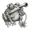 frog smoking pipe tattoo design idea