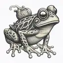 frog smoking pipe tattoo design idea