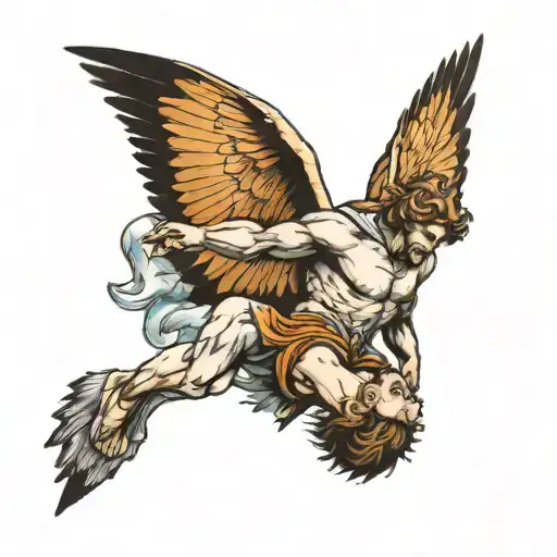 icarus falling from sky tattoo design idea