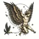 icarus falling from sky tattoo design idea