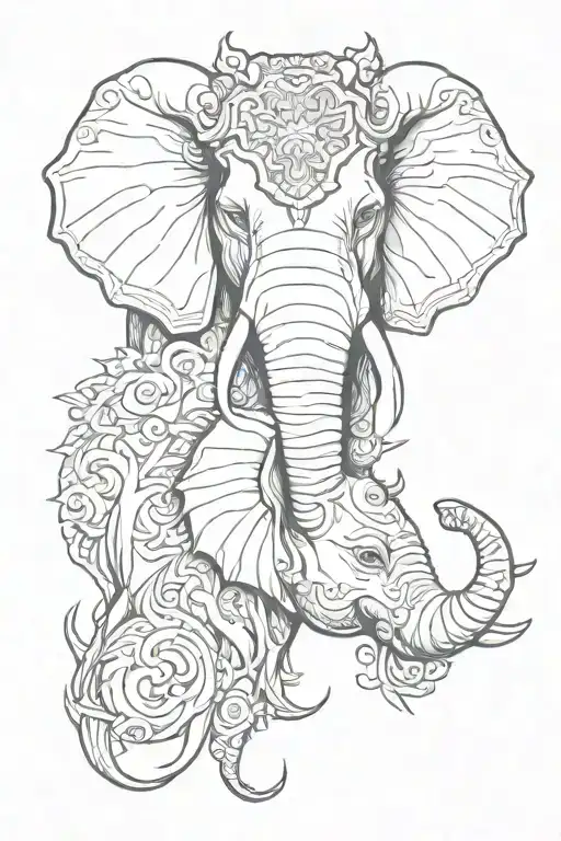 half reindeer face and half elephant face tattoo design idea