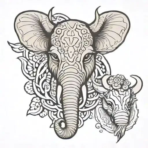 half reindeer face and half elephant face tattoo design idea