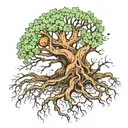the giving tree roots going to neuron firing tattoo design idea