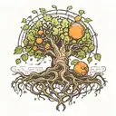 the giving tree roots going to neuron firing tattoo design idea