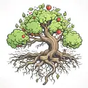 the giving tree roots going to neuron firing tattoo design idea