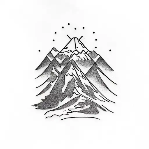 A tattoo of a mountain with a cross could depict a majestic mountain range with a tall, stylized cross at its peak tattoo design idea