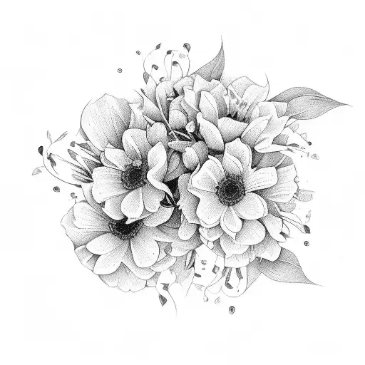 october, january, december birth flower bouquet tattoo design idea