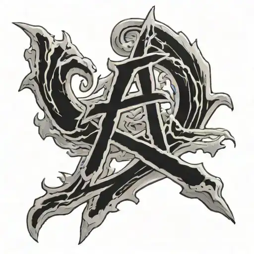 A suminagashi style shoulder tattoo with a Japanese kanji in the center of the tattoo. tattoo design idea