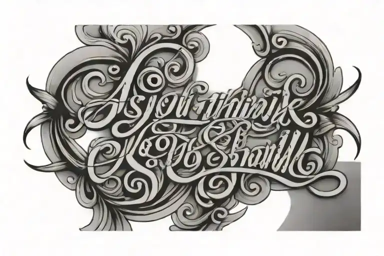 calligraphy saying “As you think so shall you be” tattoo design idea