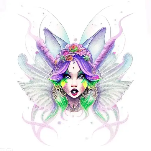 black fairy tattoo design idea