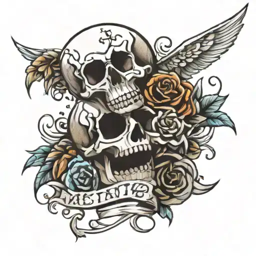 memento mori text tattoo design idea