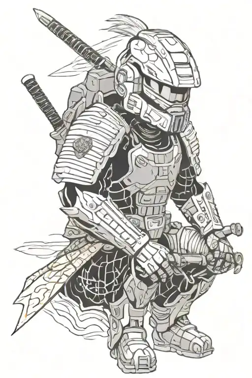 master chief as a samurai tattoo design idea