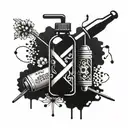 Intricate geometric patterns intertwined with images of pharmaceutical pills and syringes tattoo design idea