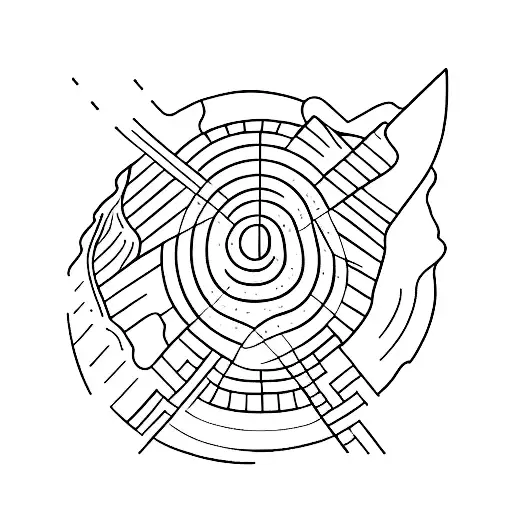 clean line drawing of a mountain peak with a winding path leading to its summit symbolizing perseverance tattoo design idea