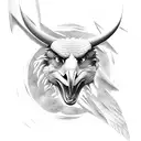 eagle crest combined with a raging bull, below a sun partially eclipsed by a larger and smaller moon tattoo design idea