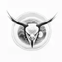 eagle crest combined with a raging bull, below a sun partially eclipsed by a larger and smaller moon tattoo design idea