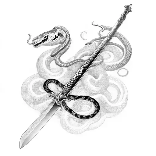  sword with snake tattoo design idea