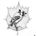 blue jay, maple leaf, Croatia, california tattoo design idea