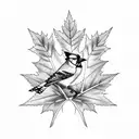 blue jay, maple leaf, Croatia, california tattoo design idea