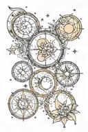 moon phases vertically with a constellation of pices, Capricorn and Sagittarius  tattoo design idea