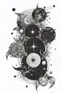 moon phases vertically with a constellation of pices, Capricorn and Sagittarius  tattoo design idea