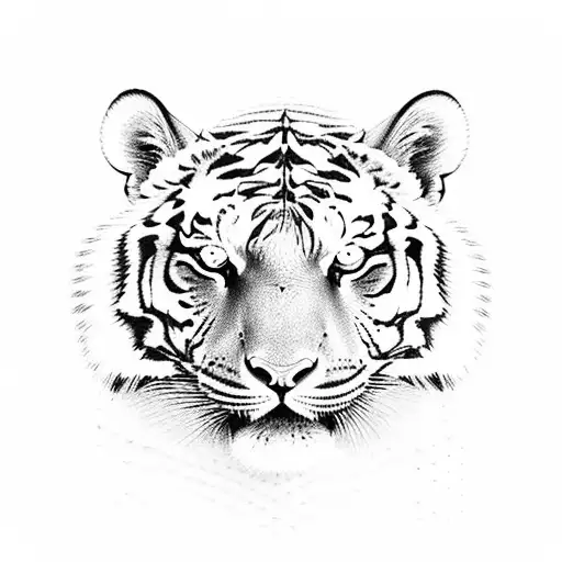 A mesmerizing tiger's eye rendered in dotwork style tattoo design idea