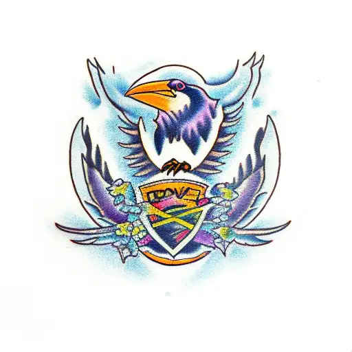raven was and dove tattoo design idea