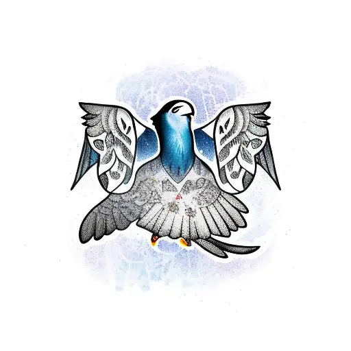 raven and dove tattoo design idea