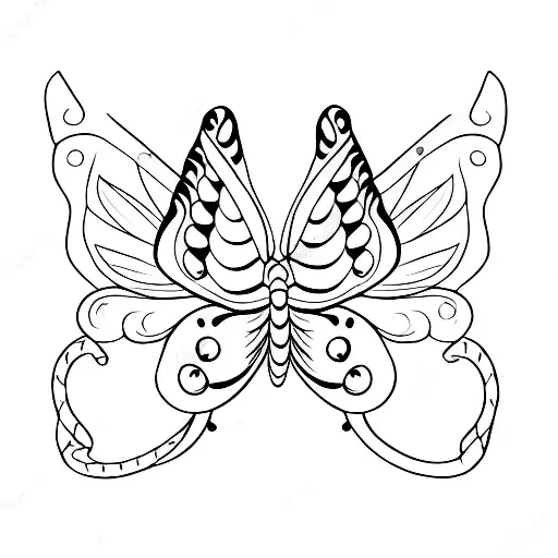 Butterfly and snake tattoo design idea