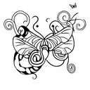 Butterfly and snake tattoo design idea