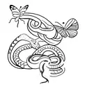 Butterfly and snake tattoo design idea