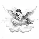 angels and clouds tattoo design idea