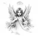 angels and clouds tattoo design idea