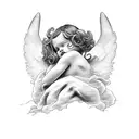 angels and clouds tattoo design idea