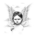 angels and clouds tattoo design idea