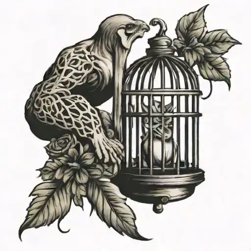soul trapped in cage tattoo design idea