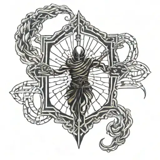 dark soul trapped in prison tattoo design idea