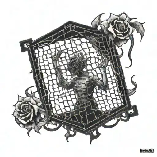 dark soul trapped in cage tattoo design idea