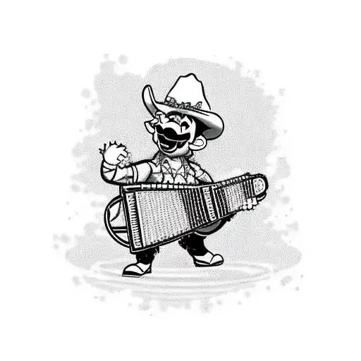 bowser playing accordion with cowboy hat tattoo design idea
