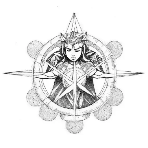 guardian angel with gemini zodiac tattoo design idea