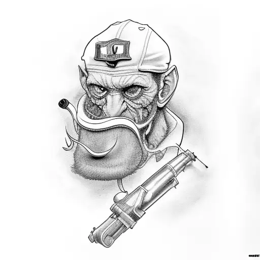 Klaus from amarican dad, driving a moped,smoking a blunt  tattoo design idea