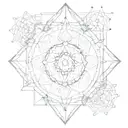 A geometric pattern representing the interconnectedness of chakras and elements of nature tattoo design idea