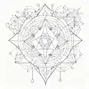 A geometric pattern representing the interconnectedness of chakras and elements of nature tattoo design idea