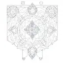 A geometric pattern representing the interconnectedness of chakras and elements of nature tattoo design idea