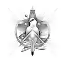 mockingbirds back flying in the stars with cancer horoscope tattoo design idea