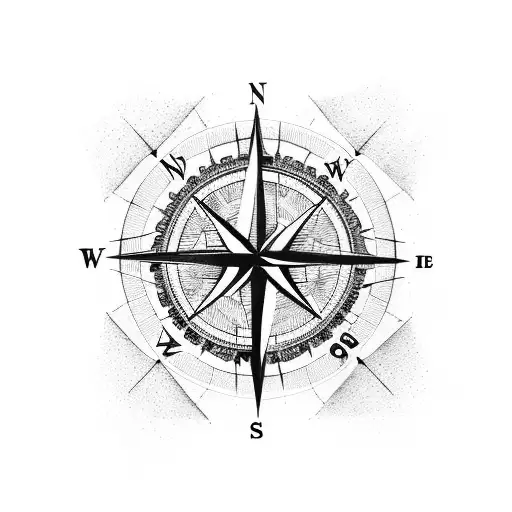 compass, world, arrows tattoo design idea